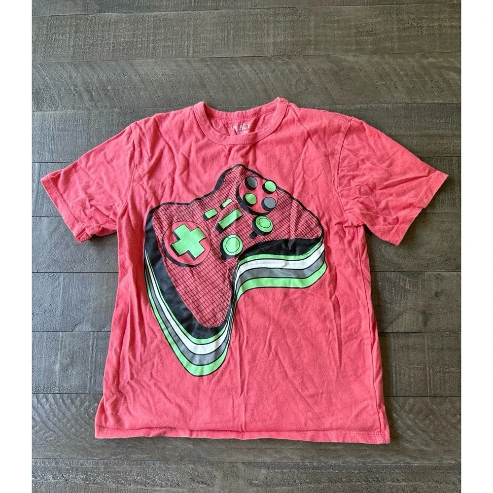 Children's Place Boys Coral Gaming Control Short Sleeve Tee Size 7/8